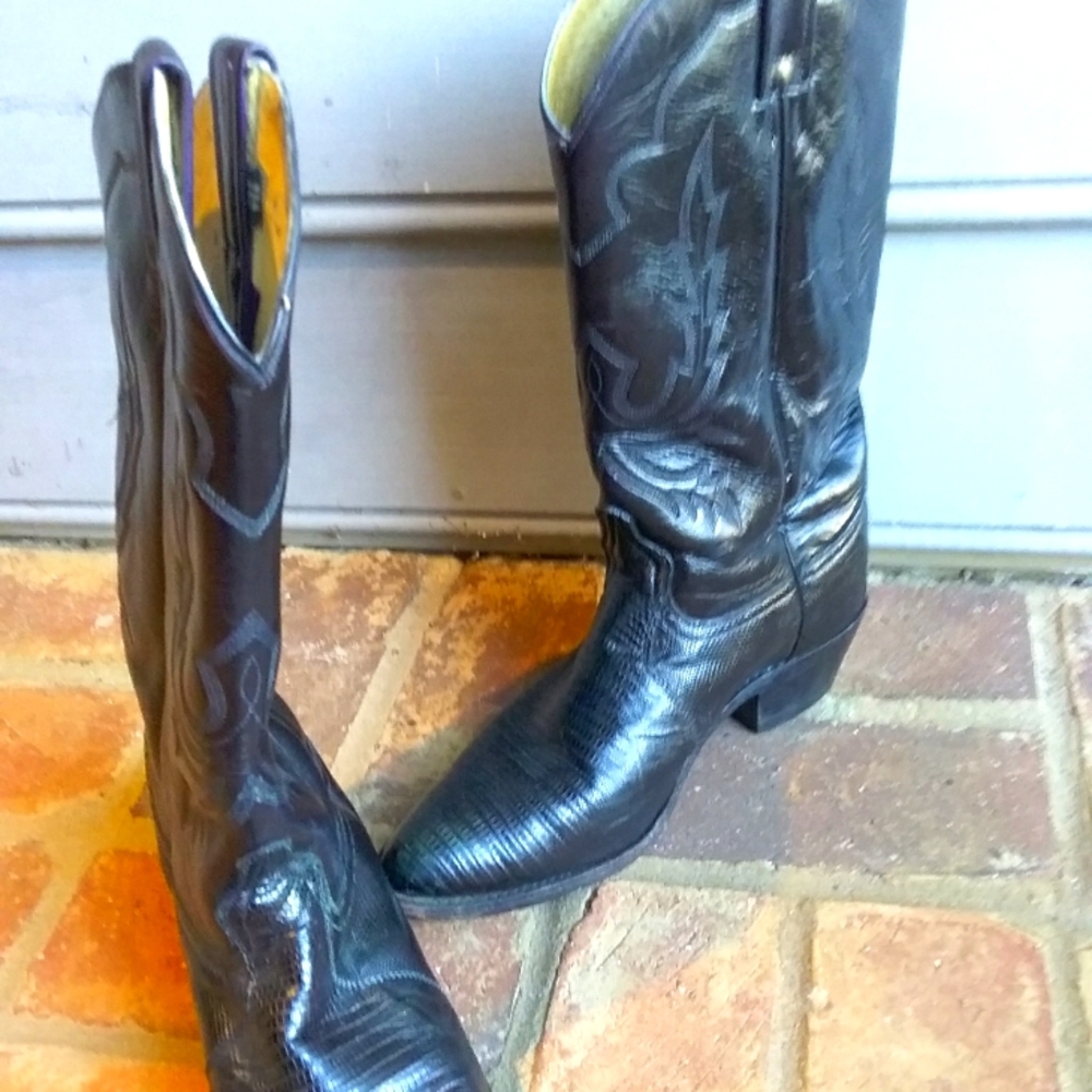 VINTAGE WOMEN BLACK DAN POST WOMEN COWBOY BOOTS